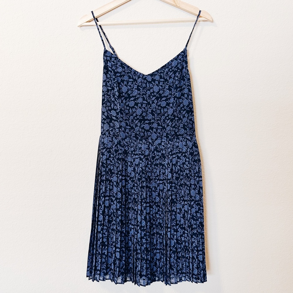 Hollister Navy Blue Boho Pleated Floral Mini Dress